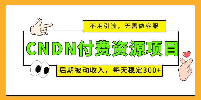 CNDN付费资源项目，不用引流，无需做客服，后期被动收入-58创网