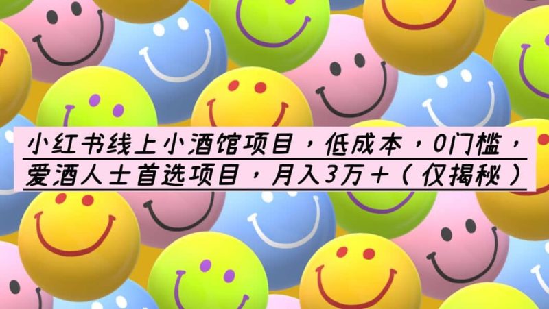 小红书线上小酒馆项目，低成本，0门槛，爱酒人士首选项目，月入3万＋-58创网