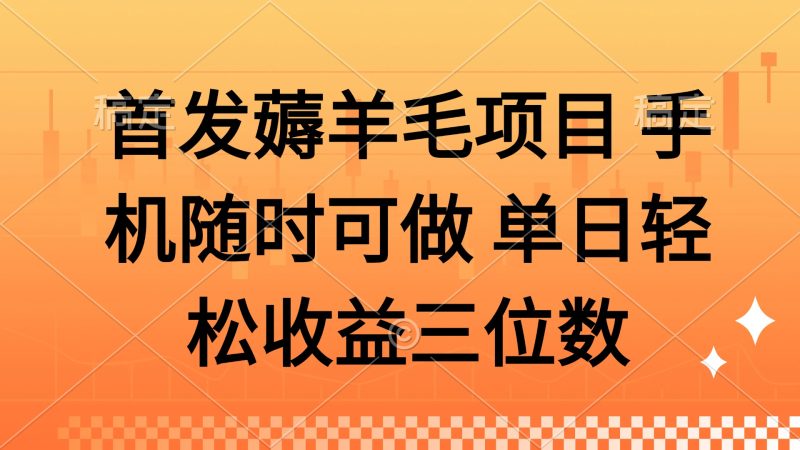 薅羊毛项目 手机随时可做 单日轻松收益三位数-58创网