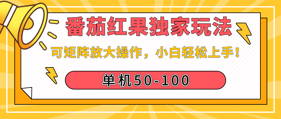 番茄红果独家玩法，单机50-100，可矩阵放大操作，小白轻松上手！-58创网