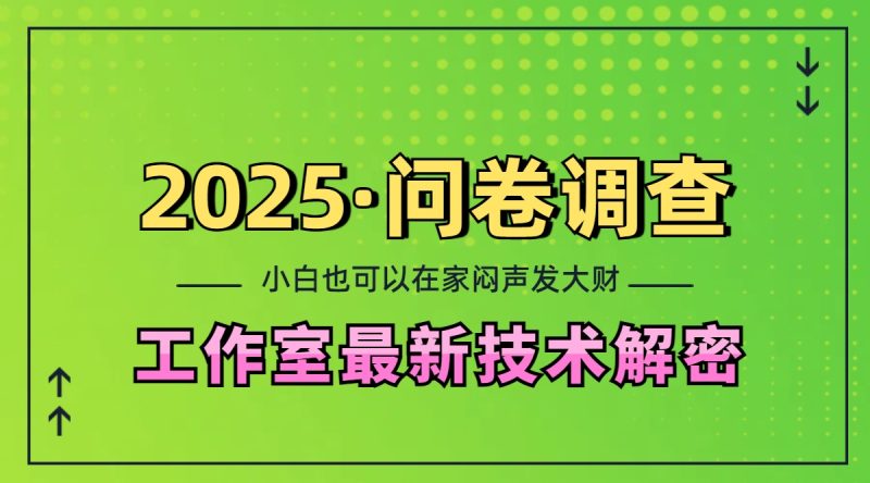 2025《问卷调查》最新工作室技术解密：一个人在家也可以闷声发大财，小白一天200+，可矩阵放大-58创网