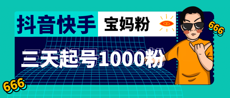 抖音快手三天起号涨粉1000宝妈粉丝的核心方法【详细玩法教程】-58创网