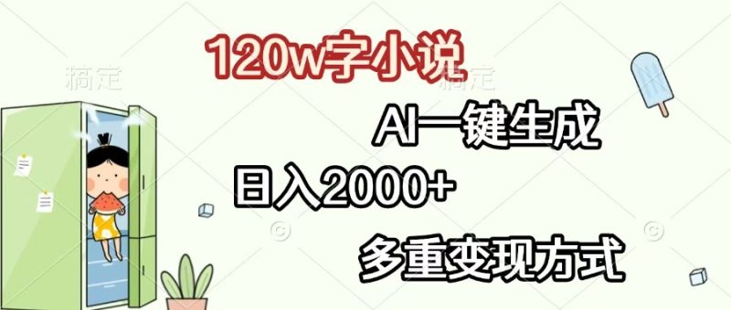 120w字小说，AI一键生成，日入2000+，多重变现方式-58创网
