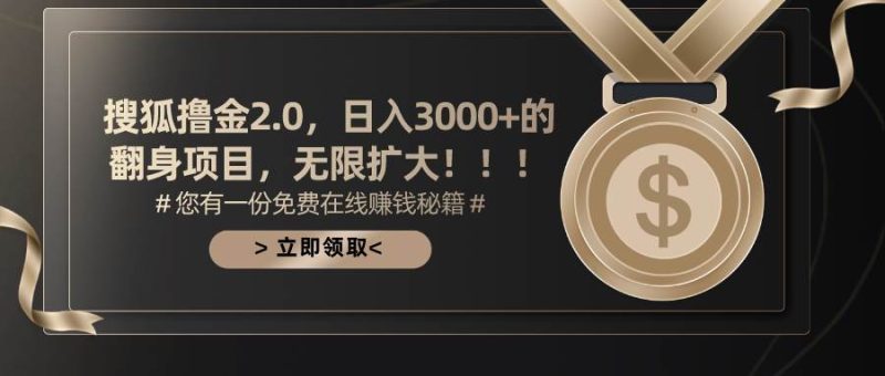 搜狐撸金2.0日入3000+，可无限扩大的翻身项目-58创网