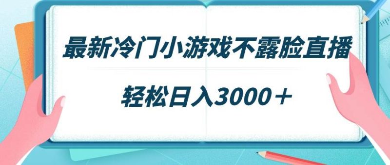 最新冷门小游戏不露脸直播，场观稳定几千，轻松日入3000＋-58创网