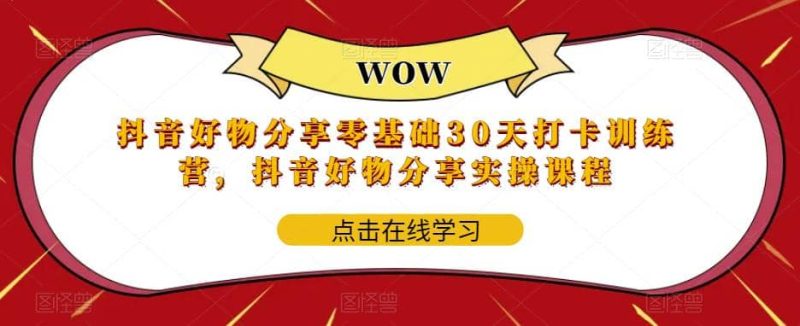 抖音好物分享0基础30天-打卡特训营，抖音好物分享实操课程-58创网