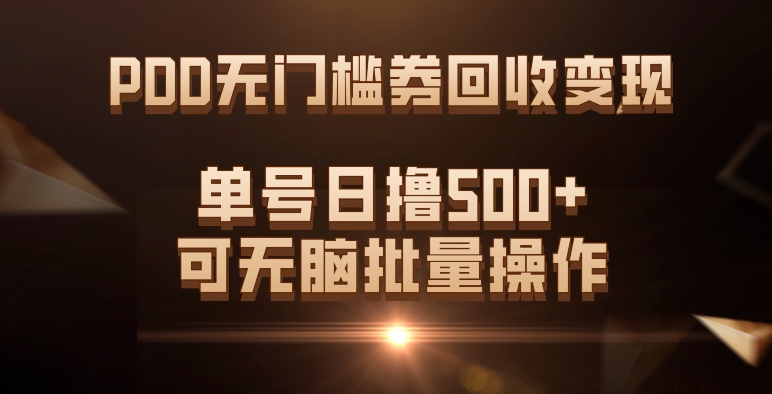 PDD无门槛券回收变现，单号日撸500+，可无脑-58创网