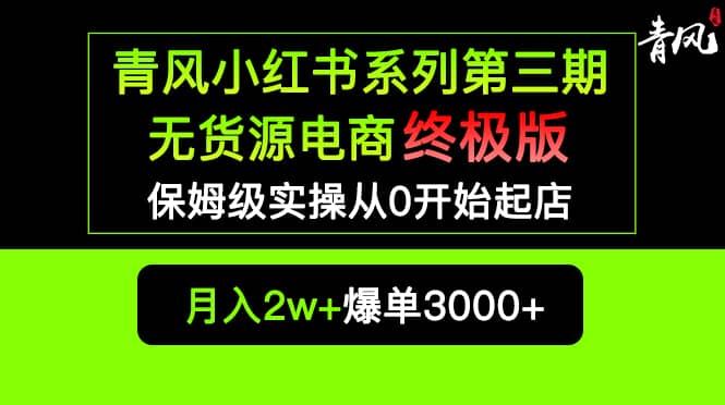 小红书无货源电商爆单终极版【视频教程+实战手册】保姆级实操从0起店爆单-58创网