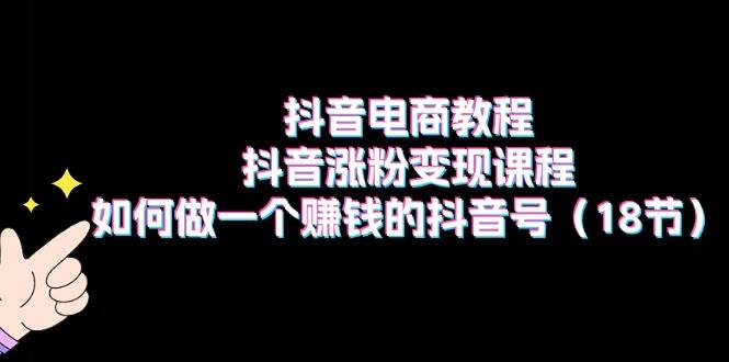 抖音电商教程：抖音涨粉变现课程：如何做一个赚钱的抖音号（18节）-58创网