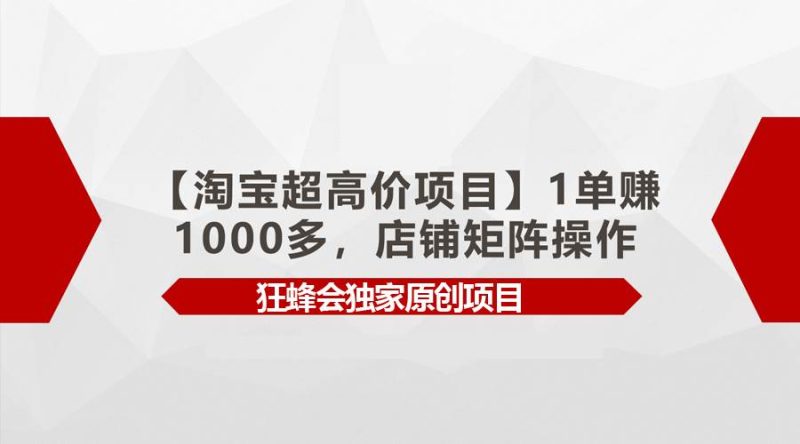 【淘宝超高价项目】1单赚1000多，店铺矩阵操作-58创网