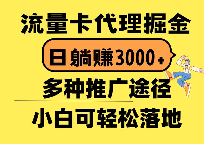 流量卡代理掘金，日躺赚3000+，首码平台变现更暴力，多种推广途径，新…-58创网