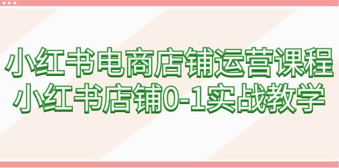 小红书电商店铺运营课程，小红书店铺0-1实战教学（60节课）-58创网