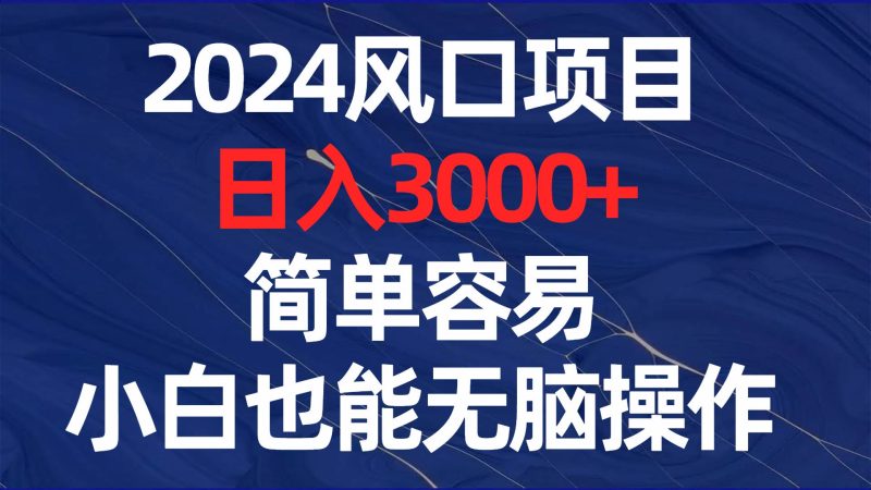 2024风口项目，日入3000+，简单容易，小白也能无脑操作-58创网