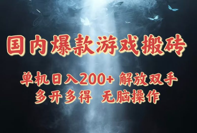 国内爆款游戏搬砖，单机日入200+，长期稳定，多开多得，无脑操作-58创网