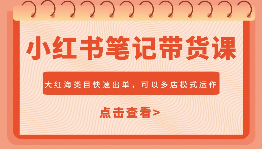 小红书笔记带货课，大红海类目快速出单，市场大，可以多店模式运作(更新)-58创网