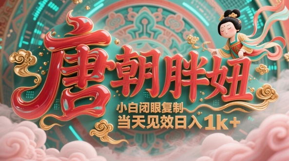 用AI克隆“唐朝胖妞”日更3条，平台疯狂推流，小白闭眼复制，当天见效，日入1k+-58创网