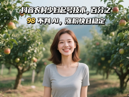 抖音农村少妇起号技术，百分之98不判AI，涨粉快且稳定-58创网