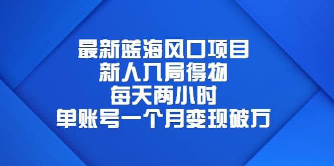 最新蓝海风口项目，新人入局得物，每天两小时，单账号一个月变现破万-58创网