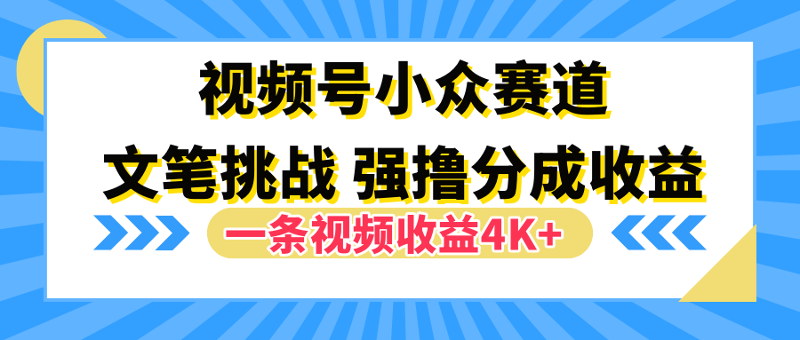 视频号小众赛道，文笔挑战，一条视频收益4K+-58创网