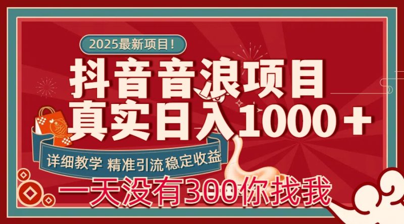 每天稳定1000＋抖音音浪项目稳定收益可当主业和副业-58创网