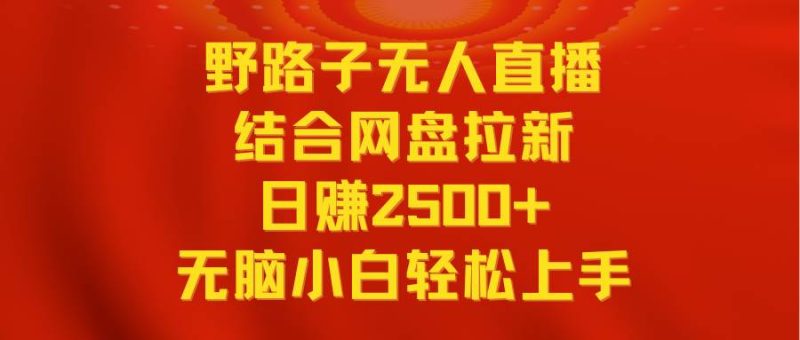 无人直播野路子结合网盘拉新，日赚2500+多平台变现，小白无脑轻松上手操作-58创网