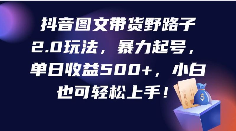 抖音图文带货野路子2.0玩法，暴力起号，单日收益500+，小白也可轻松上手！-58创网