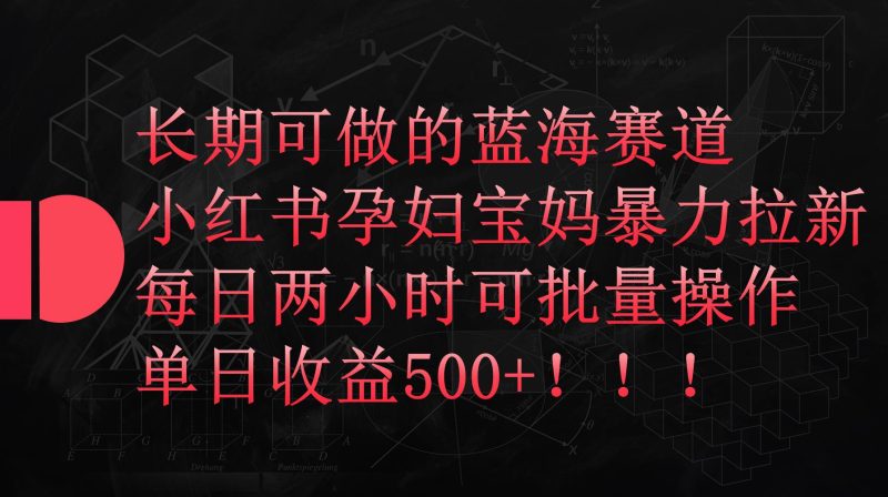 小红书孕妇宝妈暴力拉新玩法，每日两小时，单日收益500+-58创网