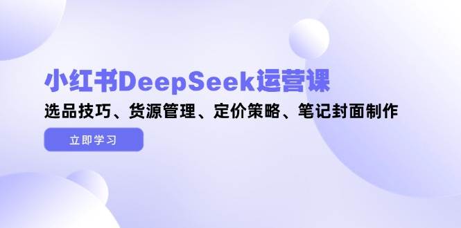 小红书DeepSeek运营课，选品技巧、货源管理、定价策略、笔记封面制作-58创网