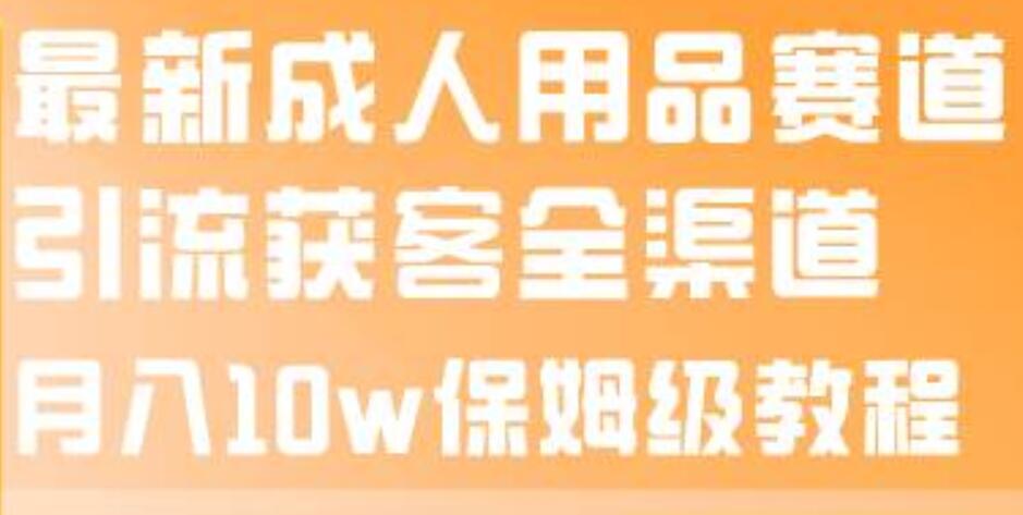 最新成人用品赛道引流获客全渠道，月入10w保姆级教程-58创网