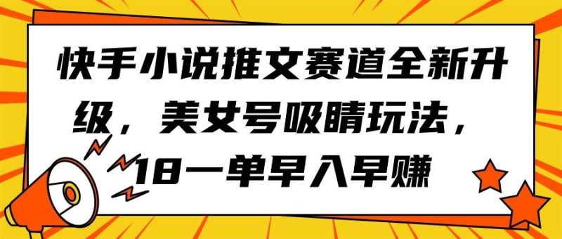 快手小说推文赛道全新升级，美女号吸睛玩法，18一单早入早赚-58创网
