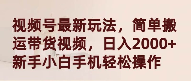 视频号最新玩法，简单搬运带货视频，日入2000+，新手小白手机轻松操作-58创网