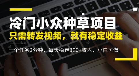 冷门小众种草项目，只需转发视频，每天就有稳定收益，无门槛，每天稳定3张+收入，小白可做-58创网