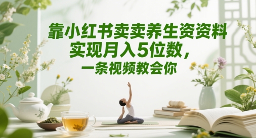 靠小红书卖养生资料实现月入5位数，一条视频教会你-58创网