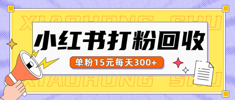 小红书打粉，单粉15元回收每天300+-58创网