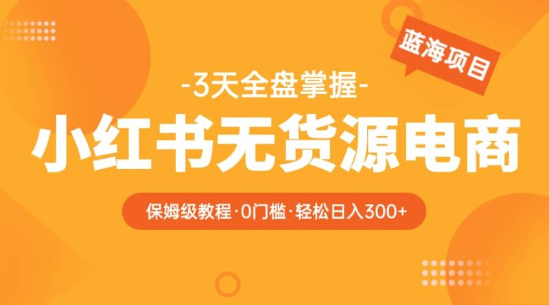 2023小红书无货源电商【保姆级教程从0到日入300】爆单3W-58创网