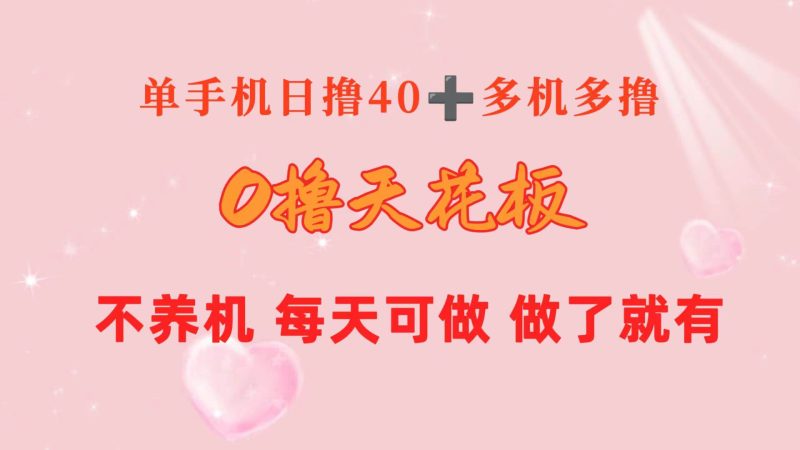 0撸天花板 单手机日收益40+ 2台80+ 单人可操作10台 做了就有 长期稳定-58创网