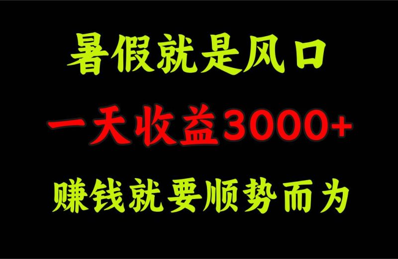 一天收益3000+ 赚钱就是顺势而为，暑假就是风口-58创网