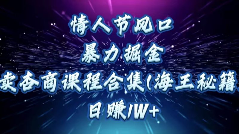 情人节风口，暴力掘金！卖杏商课程合集(海王秘籍)，日赚1W+-58创网