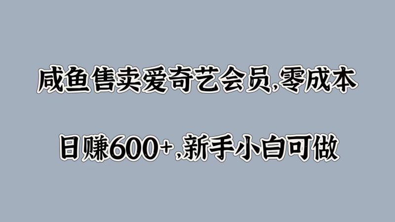 咸鱼售卖爱奇艺会员，零成本，日赚600+，新手小白可做-58创网