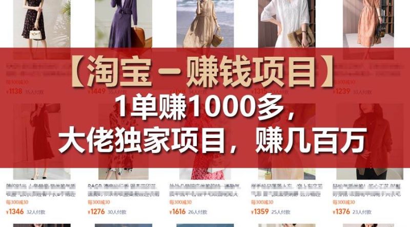 【淘宝赚钱项目】1单可赚1000多，大佬独家项目，年赚几百万-58创网