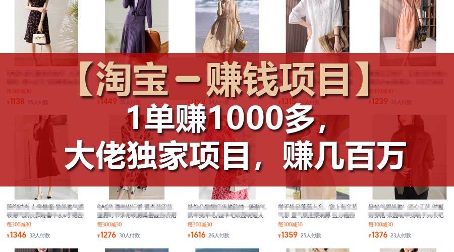 【淘宝赚钱项目】1单可赚1000多，大佬独家项目，年赚几百万-58创网