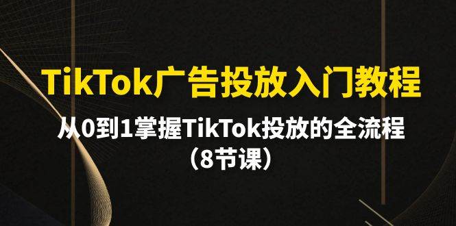 TikTok广告投放入门教程，从0到1掌握TikTok投放的全流程（8节课）-58创网