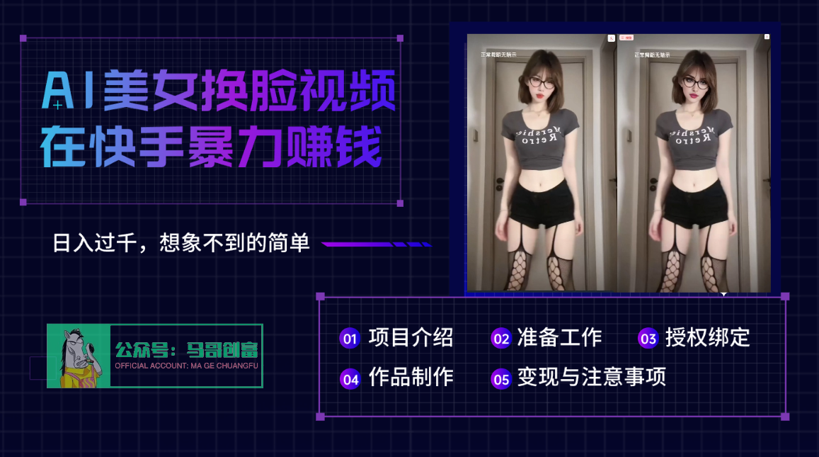 AI批量生成美女换脸视频，结合抖音快手暴利赚钱，通过此方法拉新日入过千-58创网