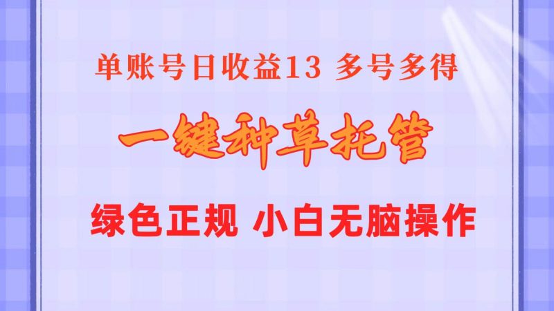一键种草托管 单账号日收益13元 10个账号一天130 绿色稳定 可无限推广-58创网