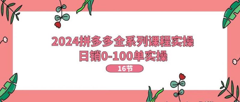 2024拼多多全系列课程实操，日销0-100单实操【16节课】-58创网