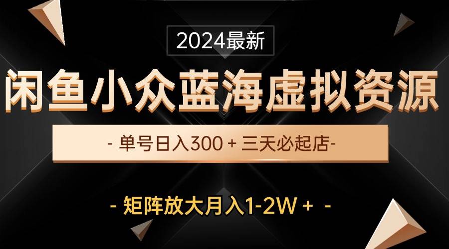 最新闲鱼小众蓝海虚拟资源，单号日入300＋，三天必起店，矩阵放大月入1-2W-58创网