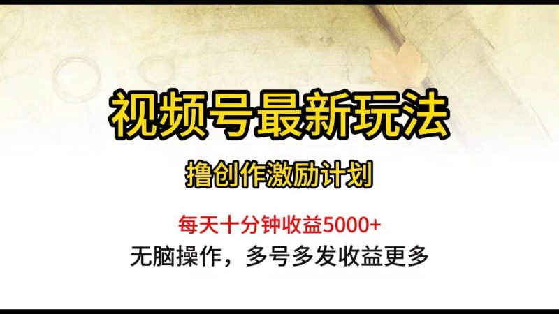视频号最新玩法，每日一小时月入5000+-58创网