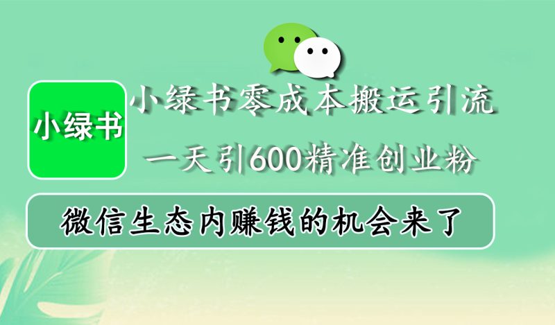 小绿书零成本搬运引流，一天引600精准创业粉，微信生态内赚钱的机会来了-58创网