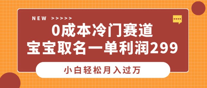 0成本冷门赛道，宝宝取名一单利润299，小白轻松月入过万-58创网