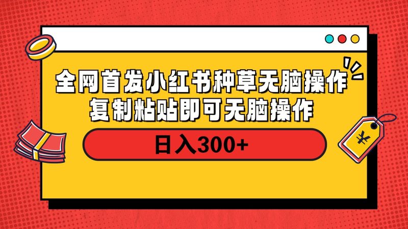 全网首发 小红书种草无脑操作复制黏贴即可 轻松日入300+-58创网